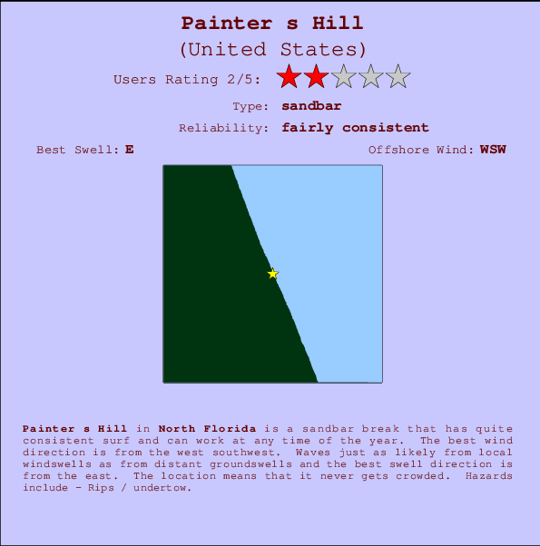 Painter s Hill mapa de ubicación e información del spot