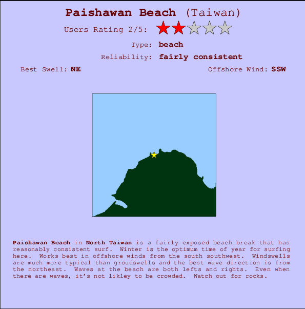 Paishawan Beach mapa de ubicación e información del spot