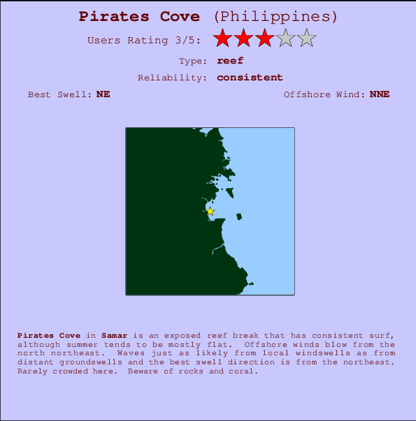 Pirates Cove mapa de ubicación e información del spot