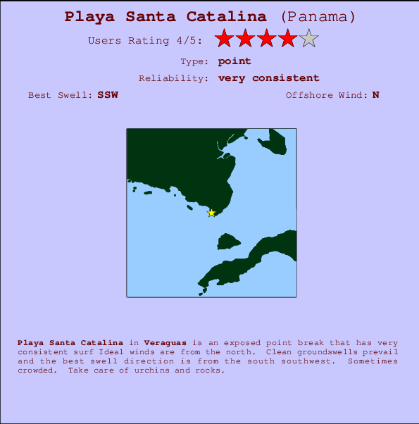 Playa Santa Catalina mapa de ubicación e información del spot