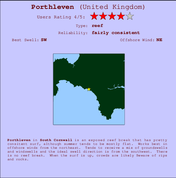 Porthleven mapa de ubicación e información del spot