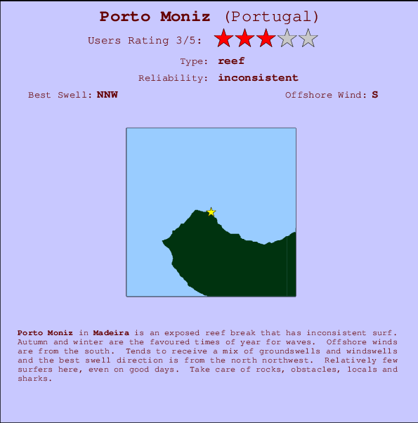 Porto Moniz mapa de ubicación e información del spot