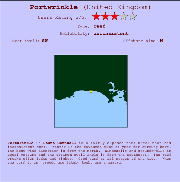 Portwrinkle mapa de ubicación e información del spot
