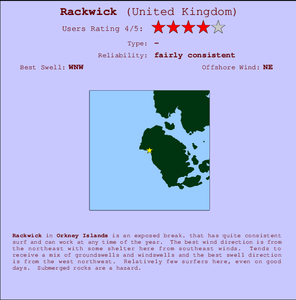 Rackwick mapa de ubicación e información del spot