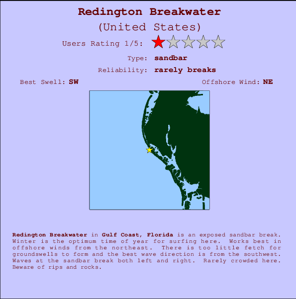 Redington Breakwater mapa de ubicación e información del spot