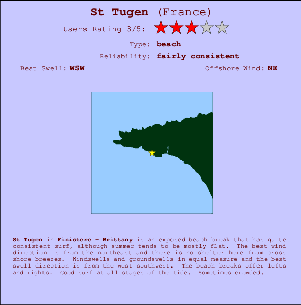 St Tugen mapa de ubicación e información del spot