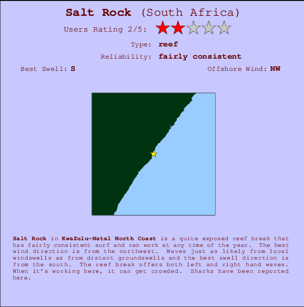 Salt Rock mapa de ubicación e información del spot