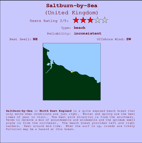 Saltburn-by-Sea mapa de ubicación e información del spot