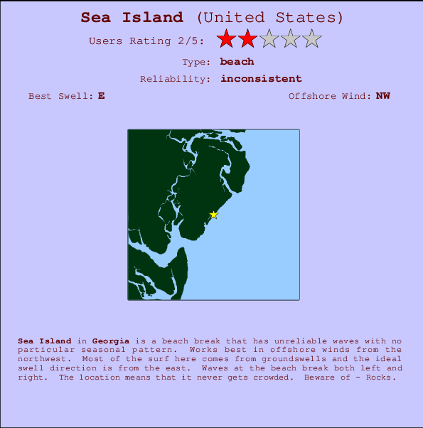 Sea Island mapa de ubicación e información del spot