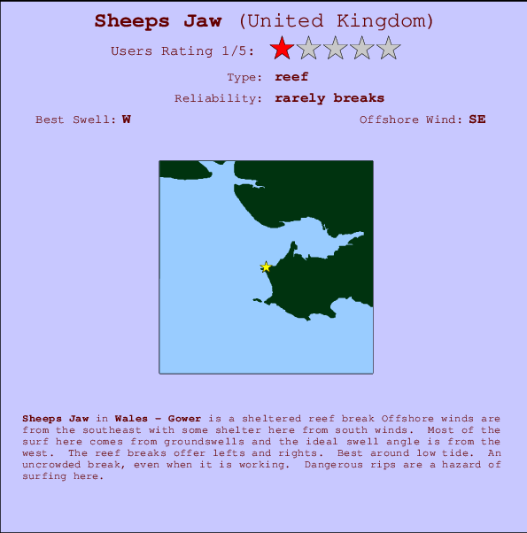 Sheeps Jaw mapa de ubicación e información del spot