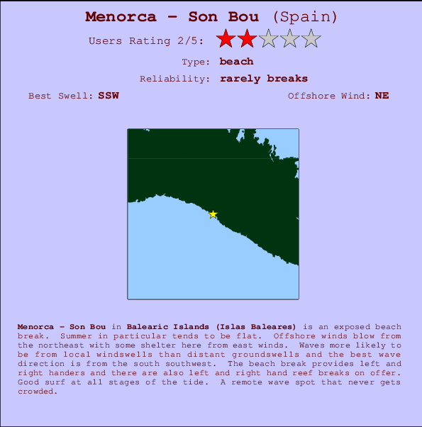 Menorca - Son Bou mapa de ubicación e información del spot