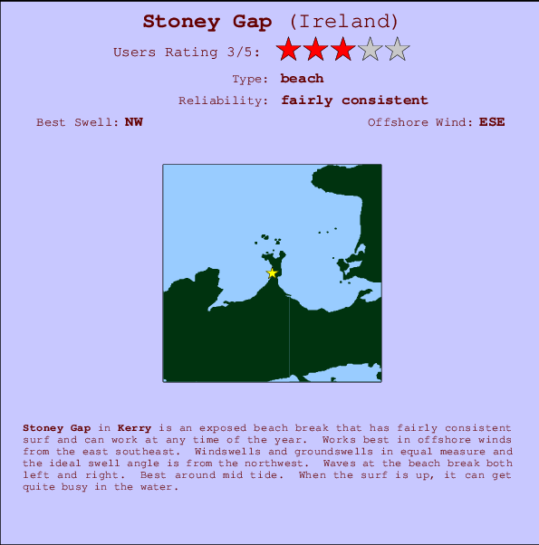 Stoney Gap mapa de ubicación e información del spot
