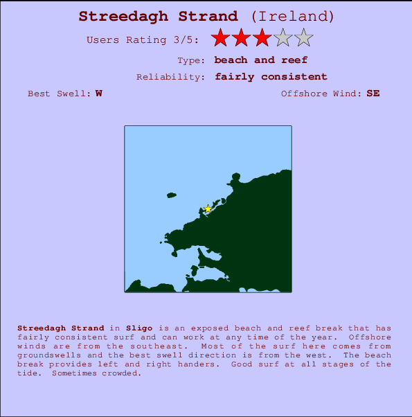 Streedagh Strand mapa de ubicación e información del spot