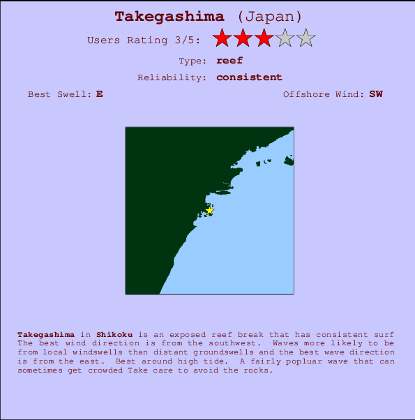 Takegashima mapa de ubicación e información del spot