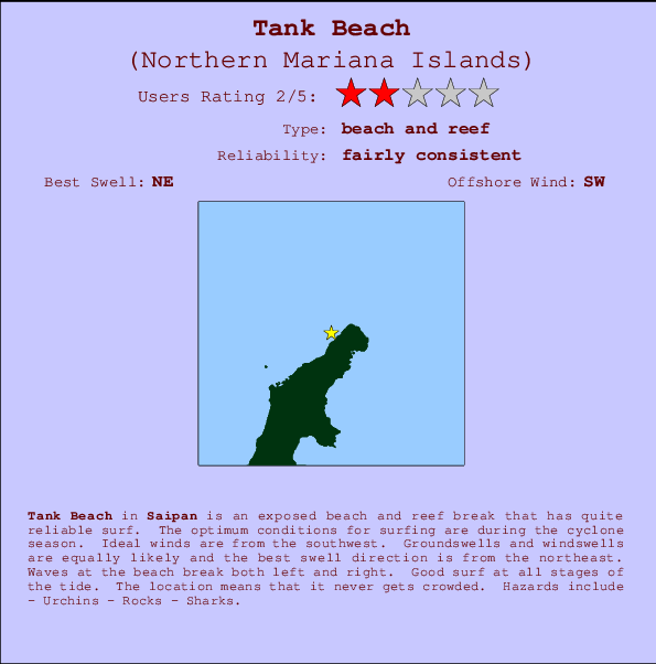 Tank Beach mapa de ubicación e información del spot