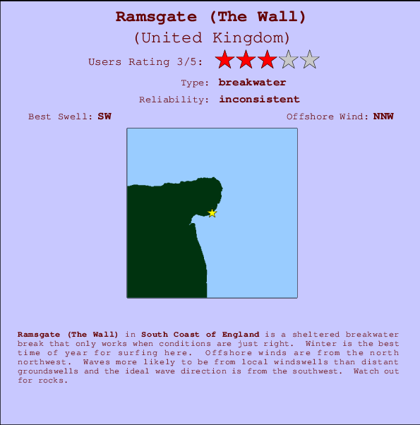 Ramsgate (The Wall) mapa de ubicación e información del spot