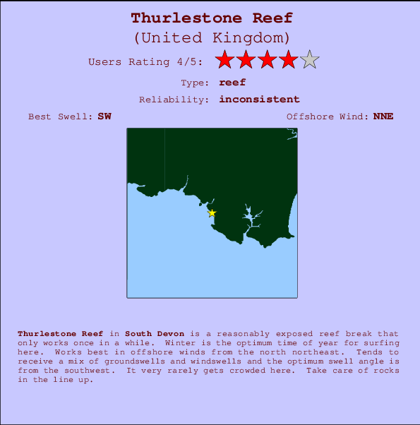Thurlestone Reef mapa de ubicación e información del spot