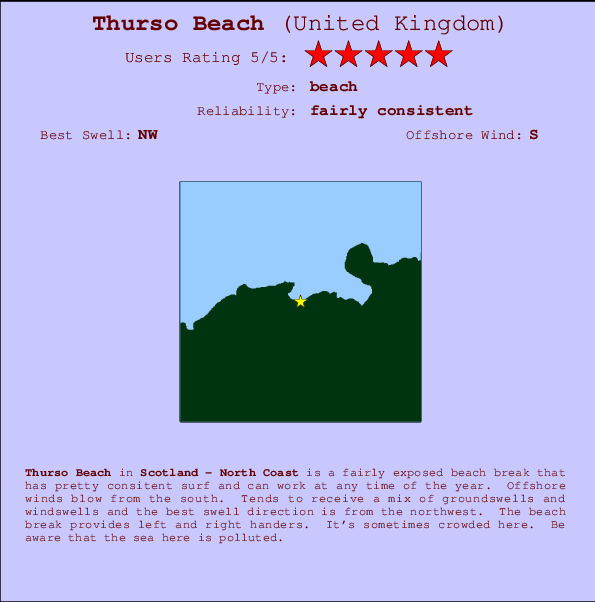 Thurso Beach mapa de ubicación e información del spot