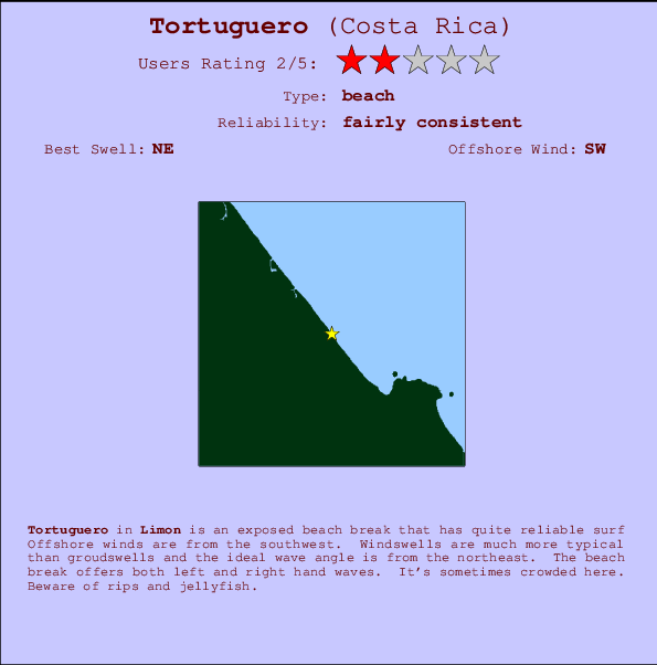 Tortuguero mapa de ubicación e información del spot