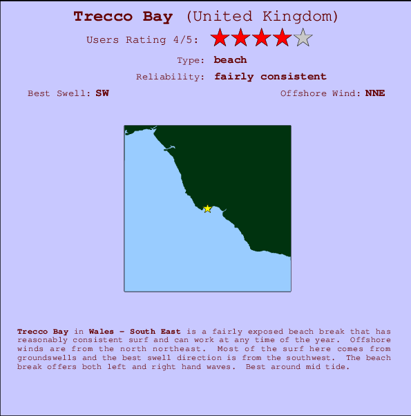 Trecco Bay mapa de ubicación e información del spot