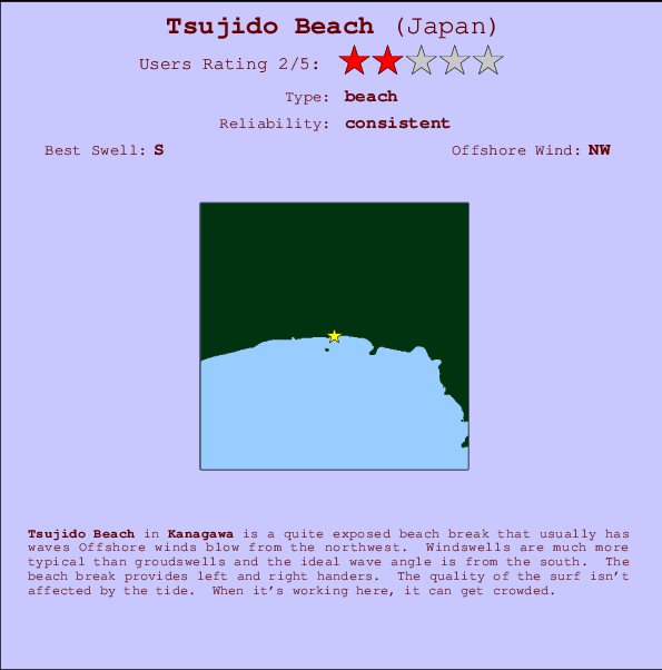 Tsujido Beach mapa de ubicación e información del spot