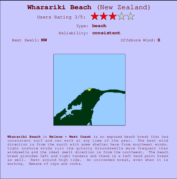 Wharariki Beach mapa de ubicación e información del spot