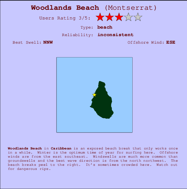 Woodlands Beach mapa de ubicación e información del spot