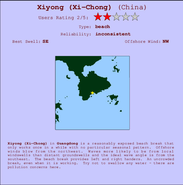 Xiyong (Xi-Chong) mapa de ubicación e información del spot