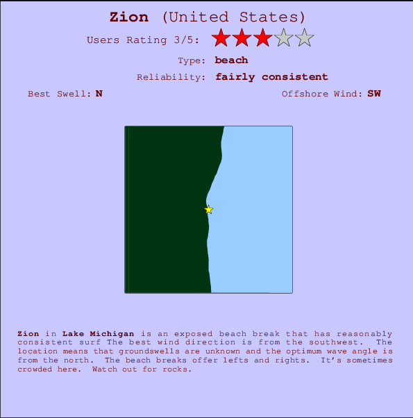 Zion mapa de ubicación e información del spot