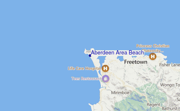 mapa de ubicación de Aberdeen Area Beach