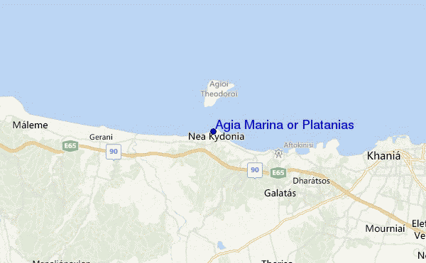 mapa de ubicación de Agia Marina or Platanias