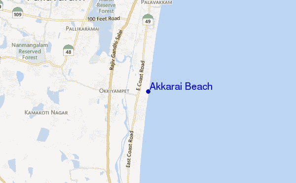 mapa de ubicación de Akkarai Beach