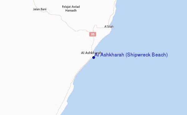 Al Ashkharah (Shipwreck Beach) Location Map