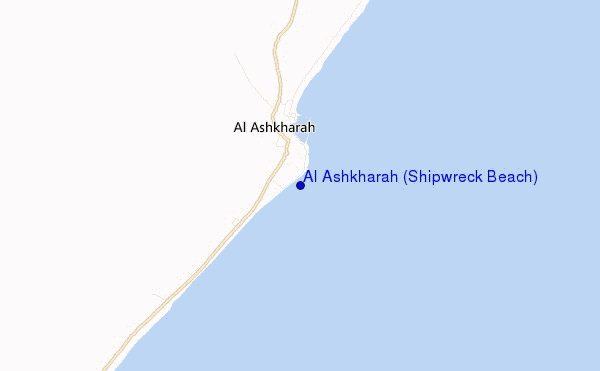 mapa de ubicación de Al Ashkharah (Shipwreck Beach)