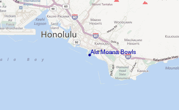 mapa de ubicación de Ala Moana Bowls
