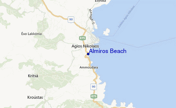 mapa de ubicación de Almiros Beach