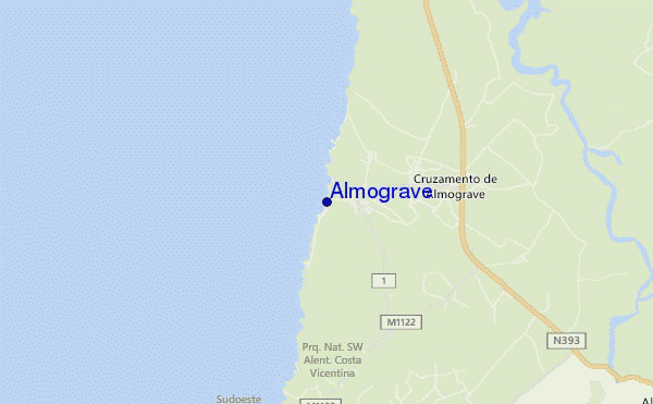 mapa de ubicación de Almograve