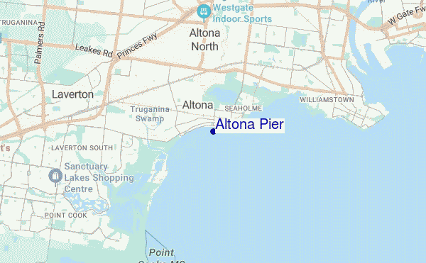 mapa de ubicación de Altona Pier