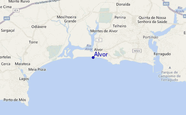 mapa de ubicación de Alvor