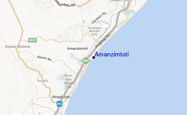 mapa de ubicación de Amanzimtoti