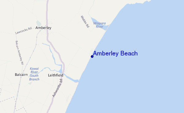 mapa de ubicación de Amberley Beach