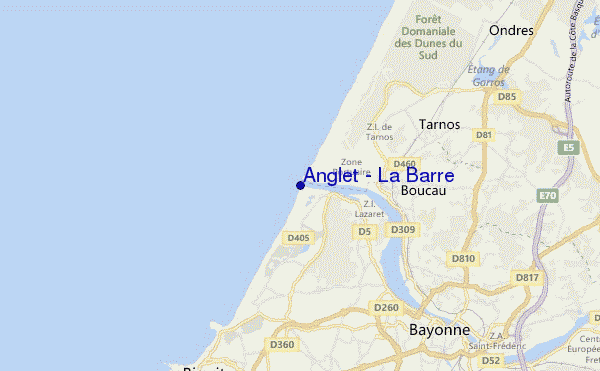 mapa de ubicación de Anglet - La Barre