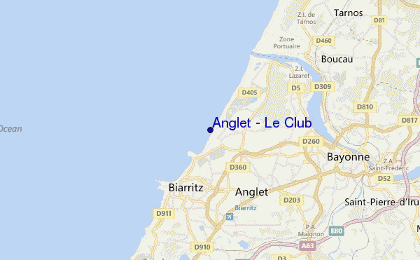 mapa de ubicación de Anglet - Le Club