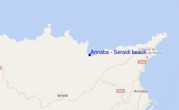 mapa de ubicación de Annaba - Seraidi beach