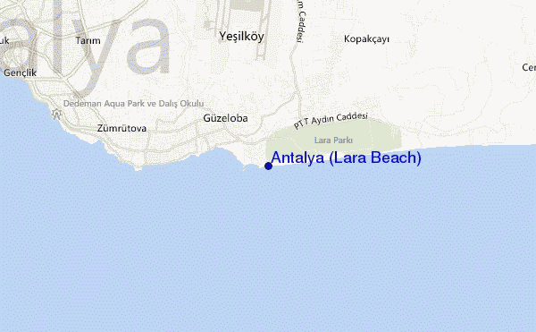 mapa de ubicación de Antalya (Lara Beach)