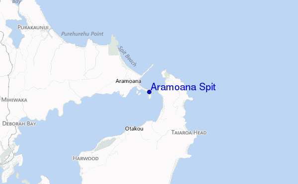 mapa de ubicación de Aramoana Spit
