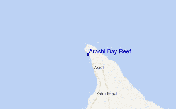 mapa de ubicación de Arashi Bay Reef
