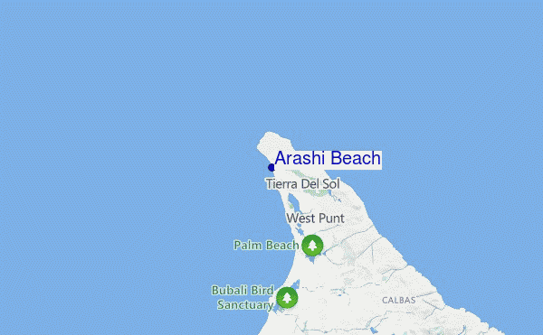 mapa de ubicación de Arashi Beach