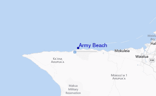 mapa de ubicación de Army Beach