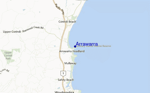 mapa de ubicación de Arrawarra